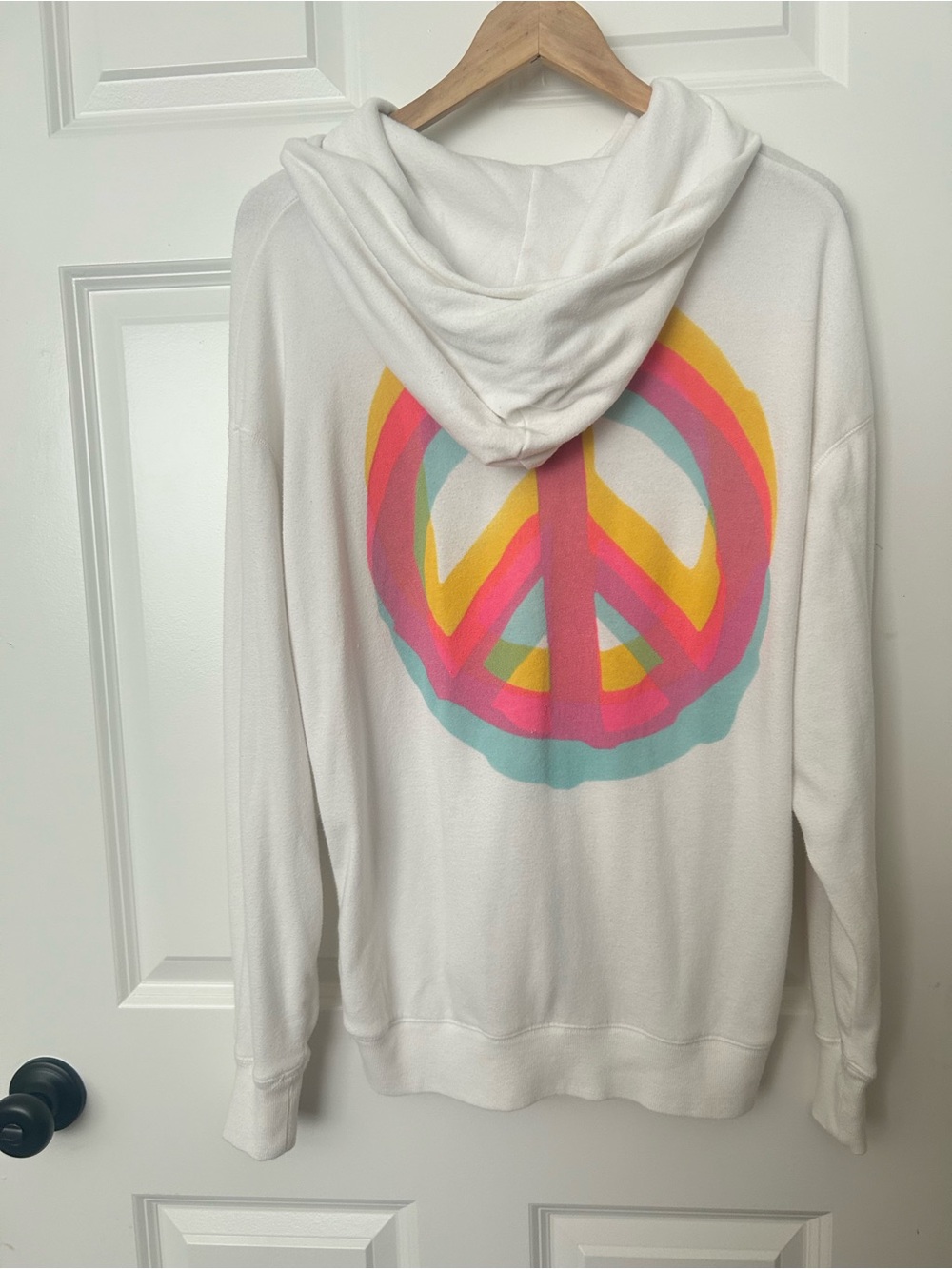 PINK Victoria's Secret White Zip-Up Hooded Jacket with Pink Logo